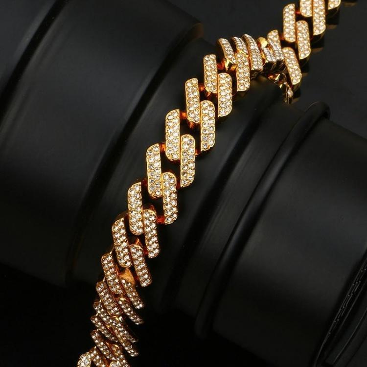 shopping תכשיטים לגבר Geometric Square Cuban Chain Necklace With Fancy Diamonds