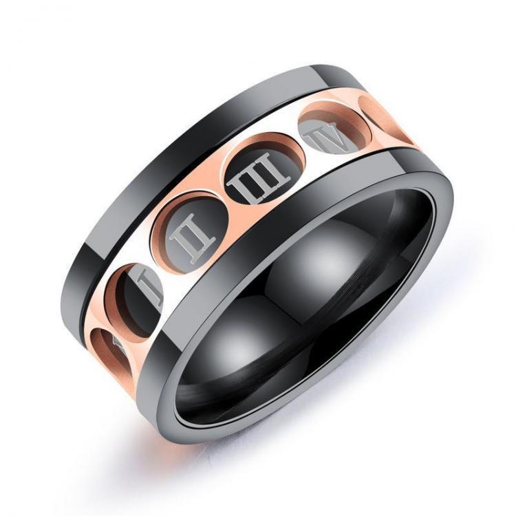 shopping תכשיטים לגבר Trendy Stainless Steel Finger Ring Twelve Rome Digital Rotatable Ring for Men