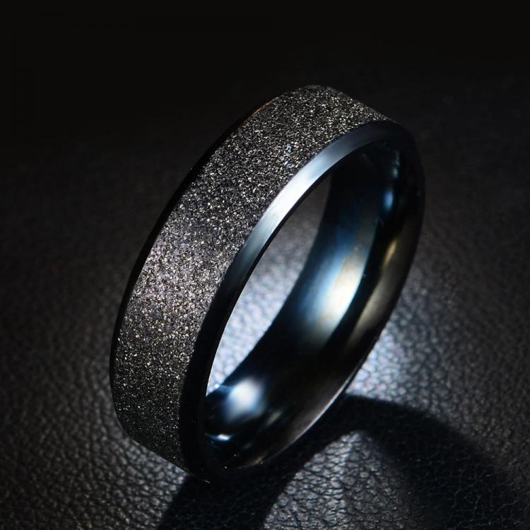 shopping תכשיטים לגבר 6mm Trendy Stainless Steel Magic Frosted Rainbow Color Black Couple Ring