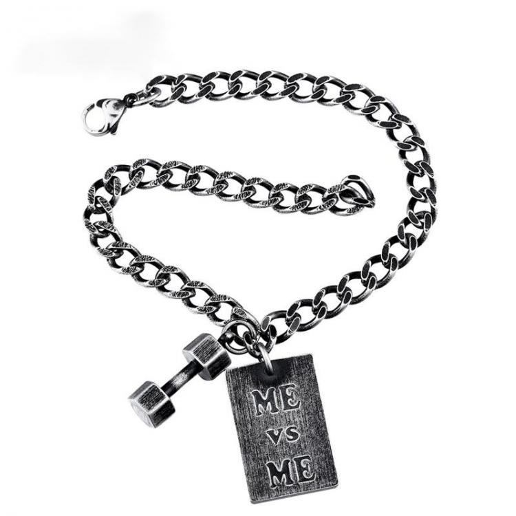 shopping תכשיטים לגבר Stainless Steel Link Chain Letter Hag Barbell Bracelet Sport for Women Men