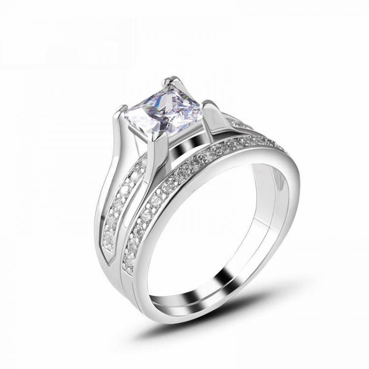 shopping תכשיטים לגבר Luxury Geometric Square Diamond Couple Rings High-grade Zircon Ring