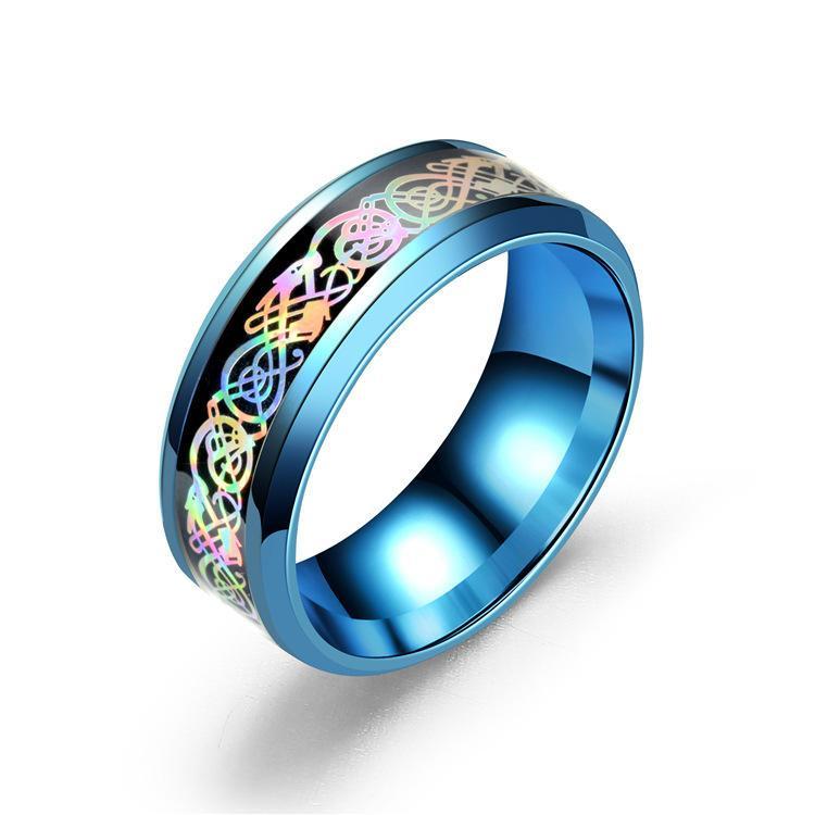 shopping תכשיטים לגבר Fashion Stainless Steel Dragon Pattern Ring Multicolor Couple Rings for Her Him Gift