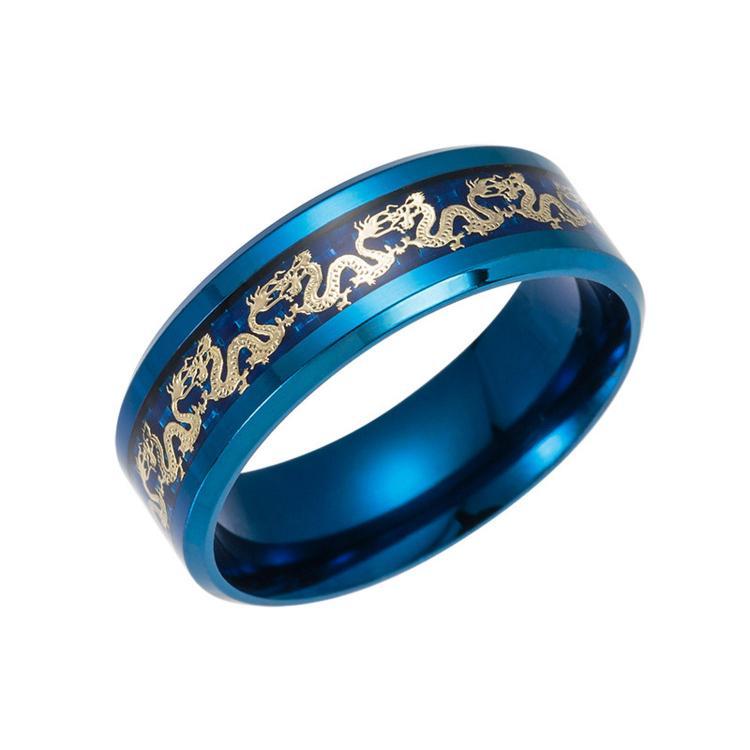 shopping תכשיטים לגבר Ethnic Chinese Dragon Pattern Finger Ring Retro Titanium Steel Finger Rings Fashion Jewerly For Men