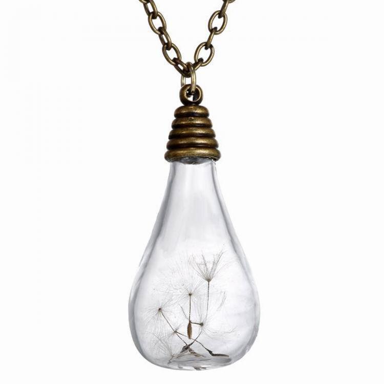 shopping תכשיטים לאישה Vintage Dandelion Glass Bottle Pendant Necklace Women Jewelry