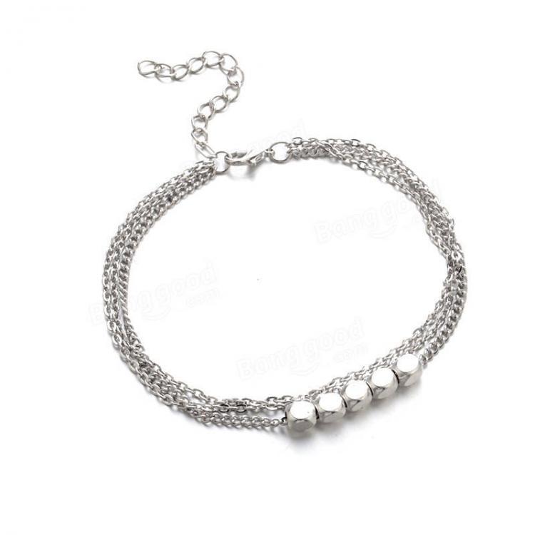 shopping תכשיטים לאישה Trendy Sterling Silver Plated  Beads Anklet Barefoot Sandals Foot Chain for Women