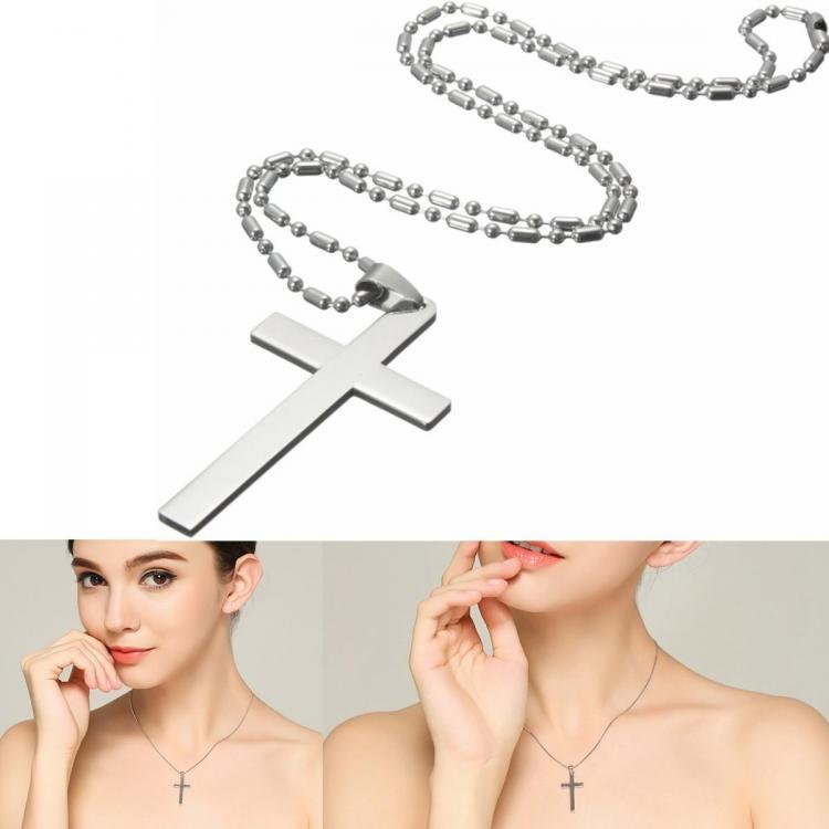 shopping תכשיטים לאישה 20'' Stainless Steel Chain Cross Silver Pendant Necklace Jewelry Christmas Gift