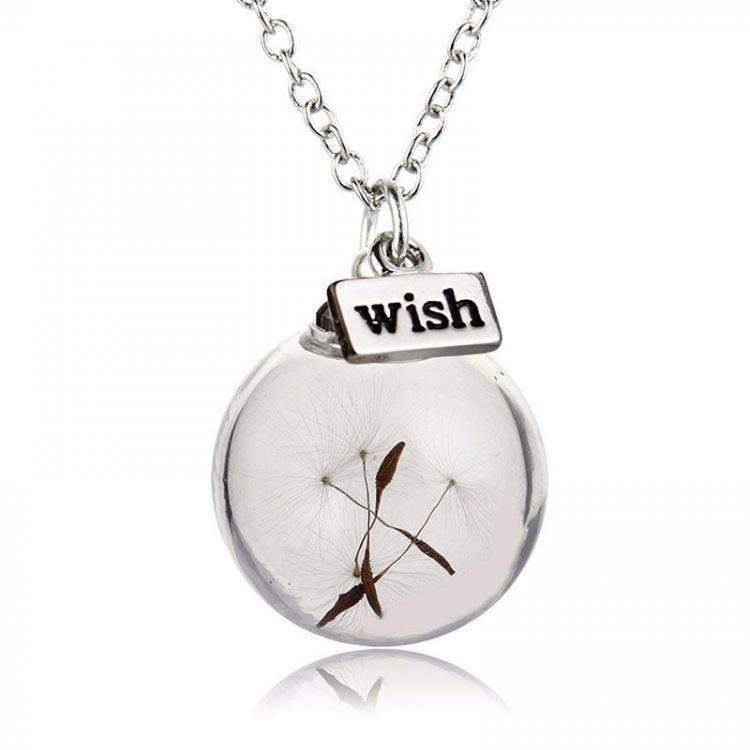 shopping תכשיטים לאישה Vintage Alloy Glass Bottle Dandelion Letter Wish Pendant Necklace for Women