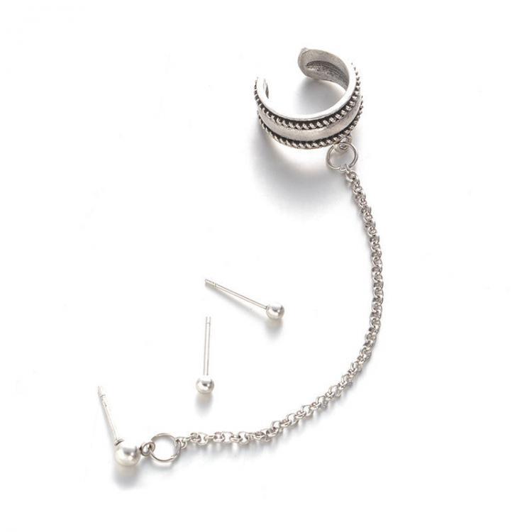 shopping תכשיטים לאישה Punk Cartilage Earring Vintage Antique Silver Color Piercing Stud Earrings for Women