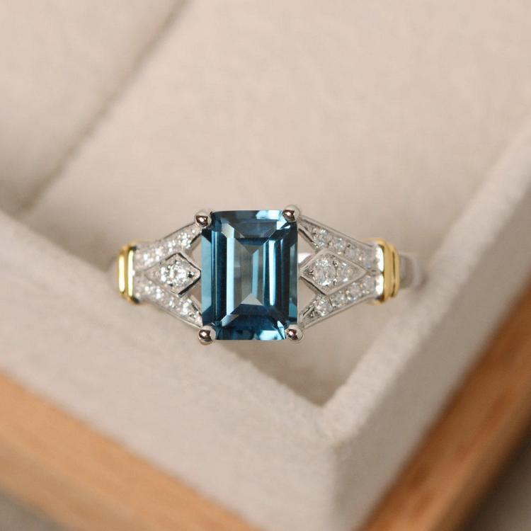 shopping תכשיטים לאישה Luxury Topaz Stone Silver Rings Gemstone Zircon Romantic Ring Gift For Women