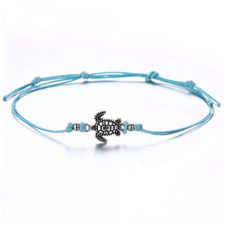 shopping תכשיטים לאישה Bohemian Turtle Anklet Adjustable Wax Rope Black Blue White Ankle Bracelet Ankle Ring Foot Jewelry