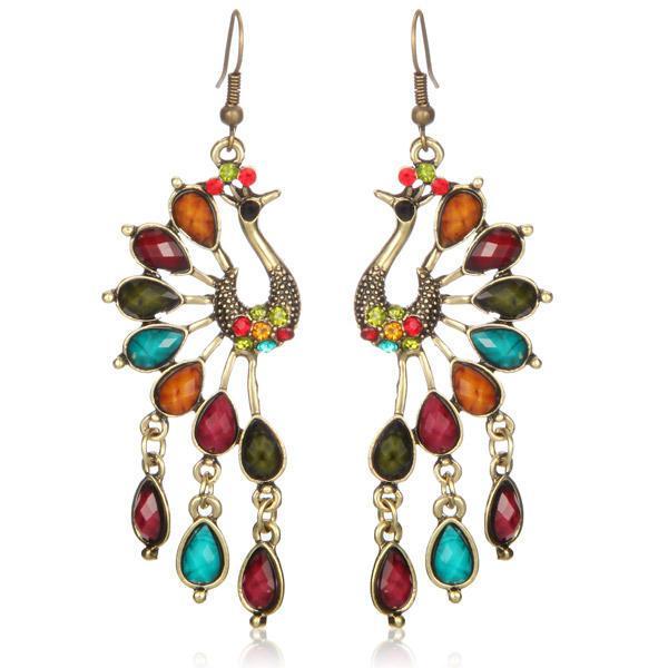 shopping תכשיטים לאישה Vintage Peacock Crystal Rhinestone Tassel Earrings Jewelry