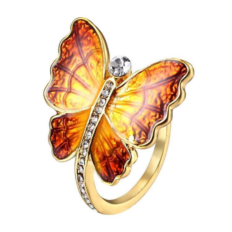 shopping תכשיטים לאישה Sweet Enamel Butterfly Finger Ring Trendy Insect Diamond Personality Rings Gift for Women