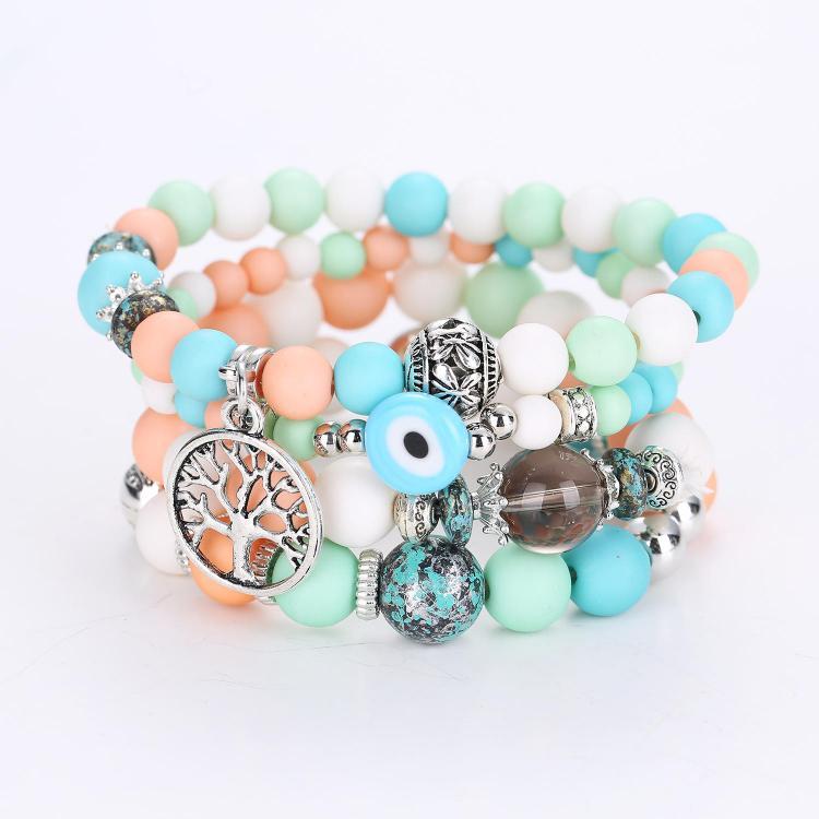 shopping תכשיטים לאישה Bohemian Hollow Tree of Life Elastic Beads Multilayer Bangle Bracelet Gift for Women