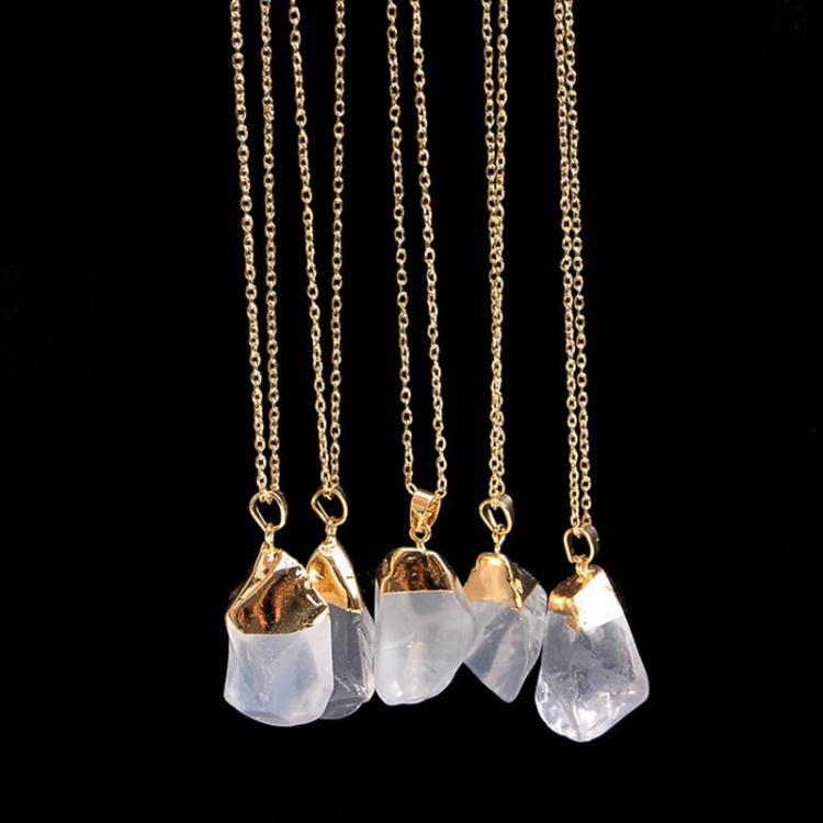 shopping תכשיטים לאישה Trendy Natural Stone Multicolor Sweater Chain Pendant Necklace for Women