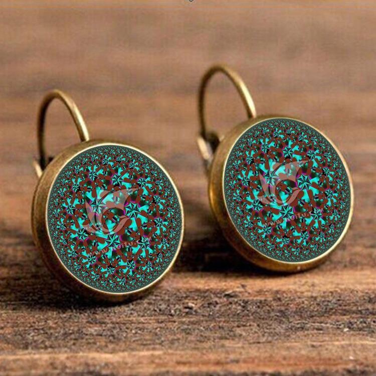 shopping תכשיטים לאישה Bohemian Green Flower Earrings Round Shape Drop Earrings Retro French Earring For Women