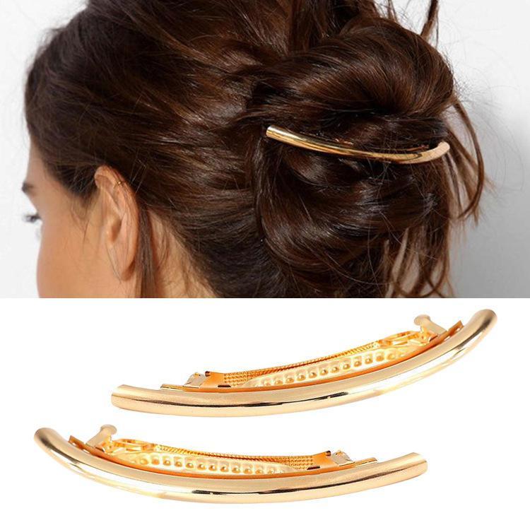shopping תכשיטים לאישה Trendy Hair Clips Alloy Mental Silver Gold Curve Simple Hair Accessories for Women