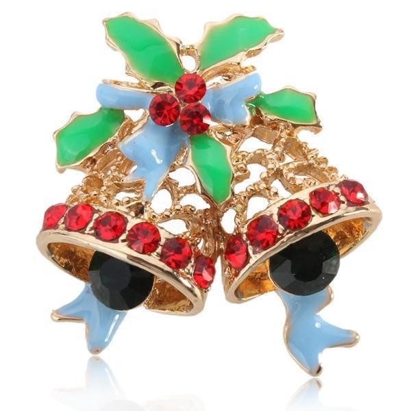 shopping תכשיטים לאישה Colorful Crystal Christmas Bell Elk Snowman Brooch Pins Christmas Gift