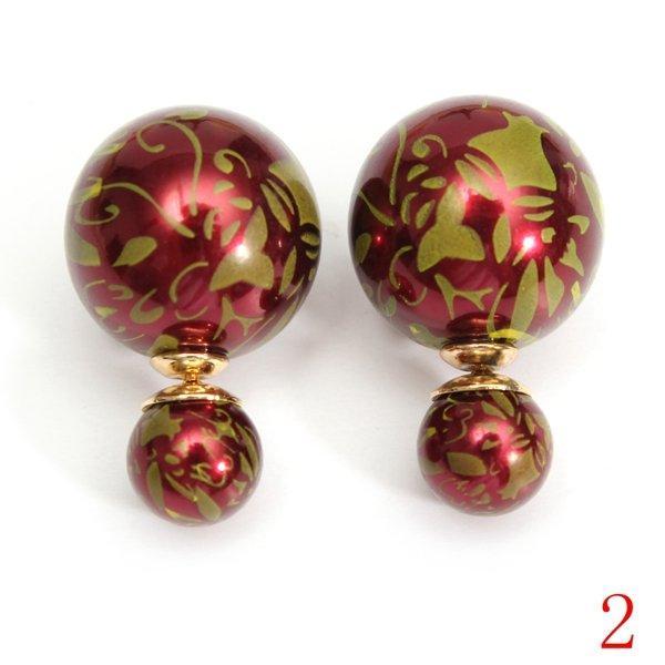 shopping תכשיטים לאישה Double Side Leopard Print Pearl Bead Ball Earrings Ear Studs For Women