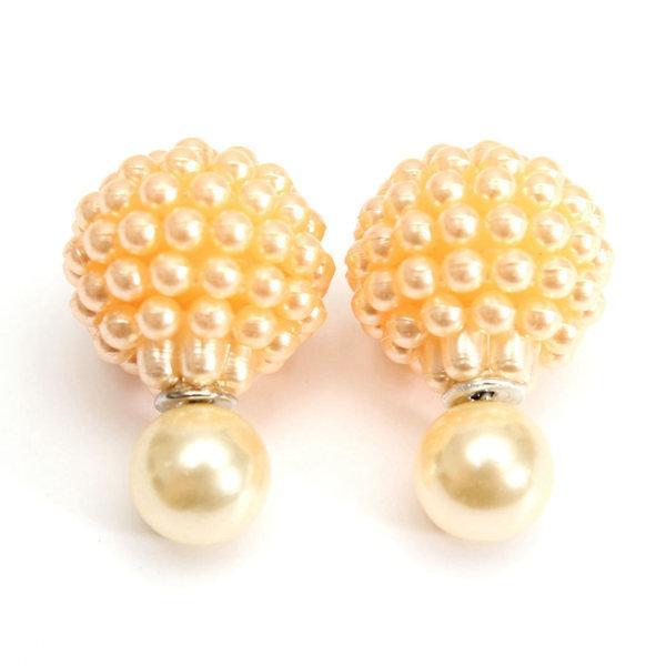 shopping תכשיטים לאישה Elegant Double Side Pearl Earrings Bead Ball Ear Studs For Women