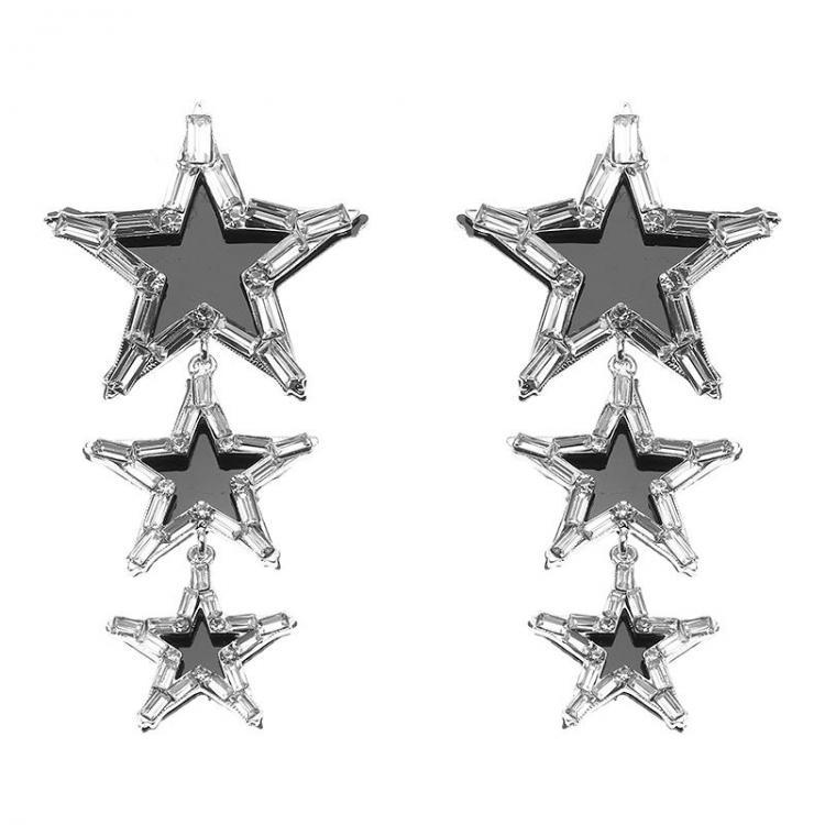 shopping תכשיטי יוקרה וסטים JASSY&reg; Fashion Crystal Triple Star Pendant Earrings Luxury Platinum Plated Women Jewelry