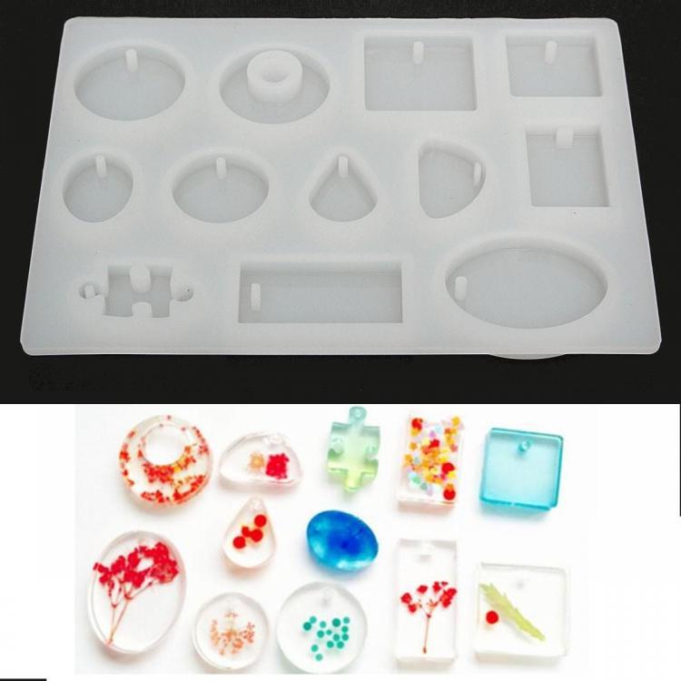 shopping ציוד לבניית תכשיטים 12 Models Silicone Mold Mould Resin DIY Pendant Jewelry Tools Accessories