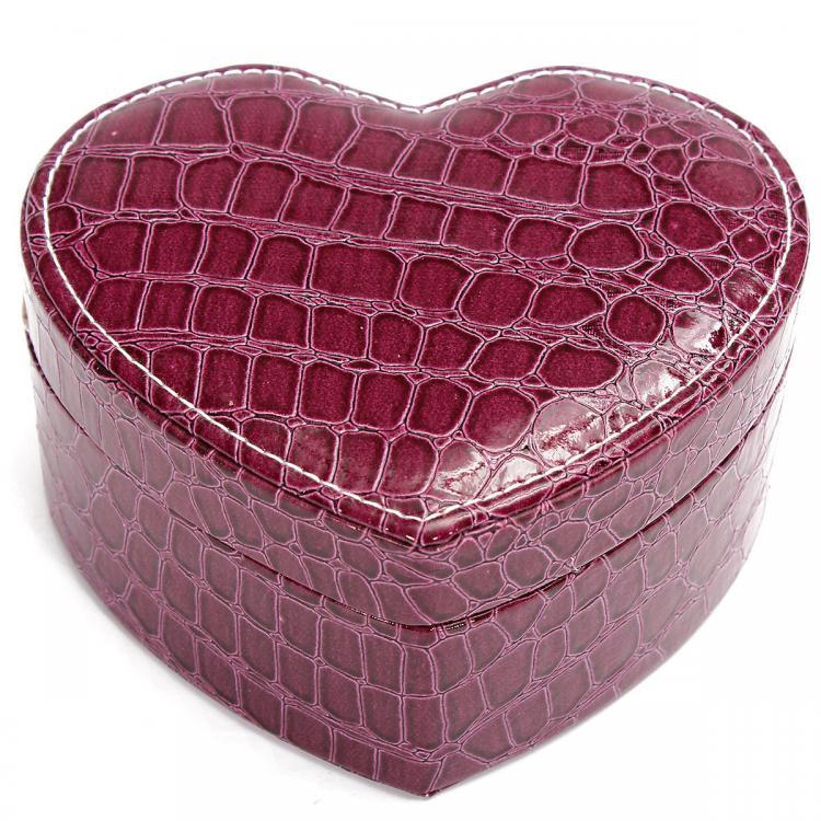 shopping ציוד לבניית תכשיטים PU Leather Heart Shape Necklace Ring Earrings Jewelry Organizer Box