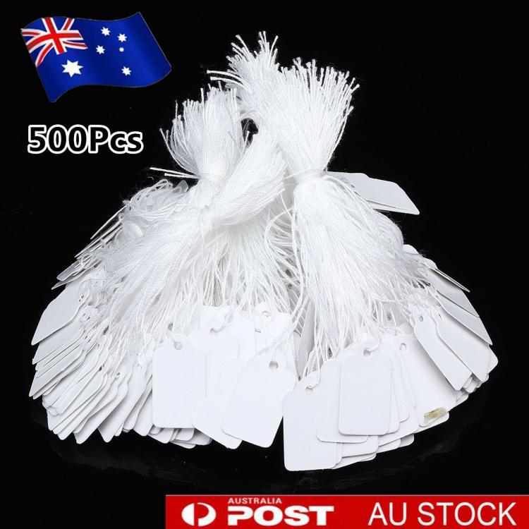 shopping ציוד לבניית תכשיטים 500 Pack  Marking Blank Tag With String STRUNG White Labeling Strings Wedding Decor Accessories