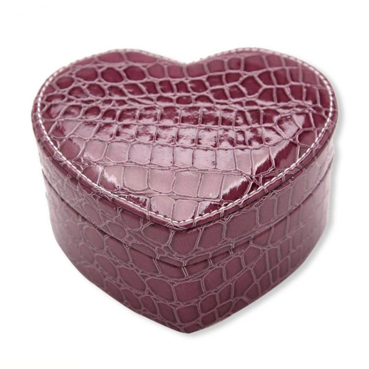 shopping ציוד לבניית תכשיטים PU Heart Shaped Leather Jewelry Box Double Layers With Mirror for Earrings Necklace Rings