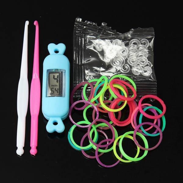 shopping ציוד לבניית תכשיטים Candy Shape DIY Kid Craft Colorful Rubber Loom Band Watch Bracelet Kit