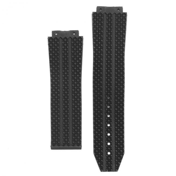 shopping ציוד לשעונים 25mm Replacement Black Silicone Rubber Watch Strap For HUBLOT