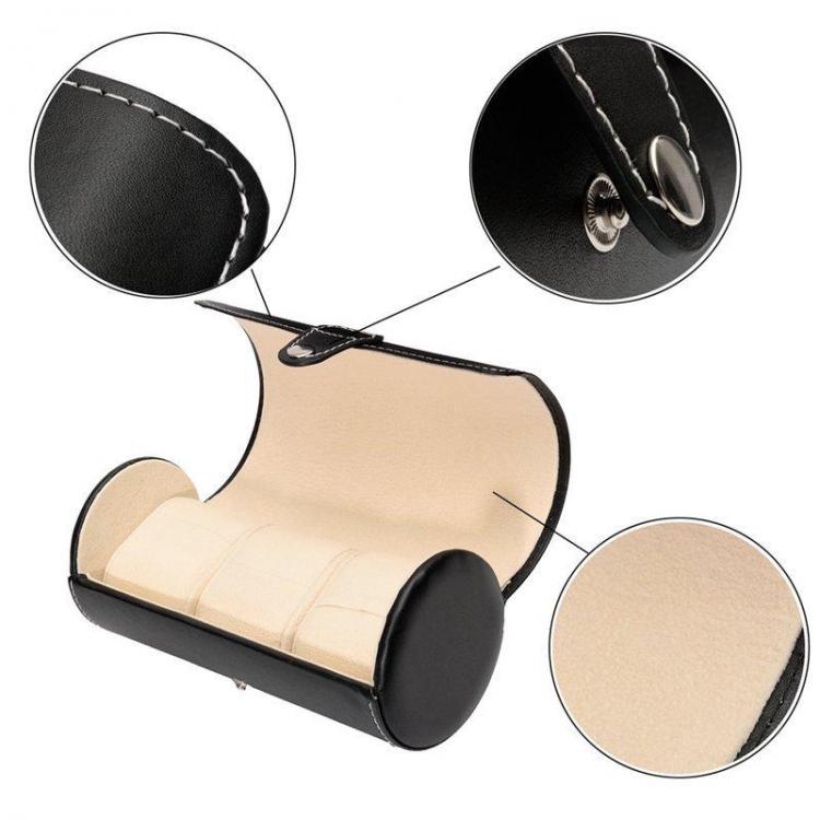 shopping ציוד לשעונים 3-Slot Watch Travel Case Leather Roll Jewelry Storage Box Collector Organizer