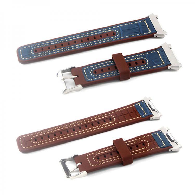 shopping ציוד לשעונים 22mm Watch Band Genuine Leather Plus Silicone Starp Replacement for Fitbit Blaze Smart Watch