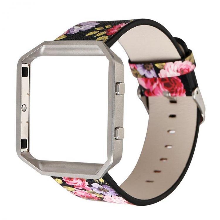 shopping ציוד לשעונים Kidston Floral PU Leather Strap Sport Band Loop With Frame For Fitbit Blaze Tracker