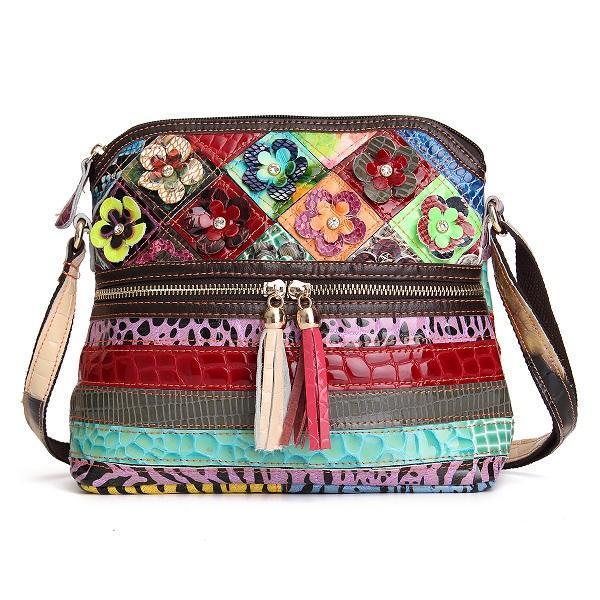 shopping תיקי נשים Women PU Leather Floral Vintage  Casual Crossbody Bag Shoulder Bag