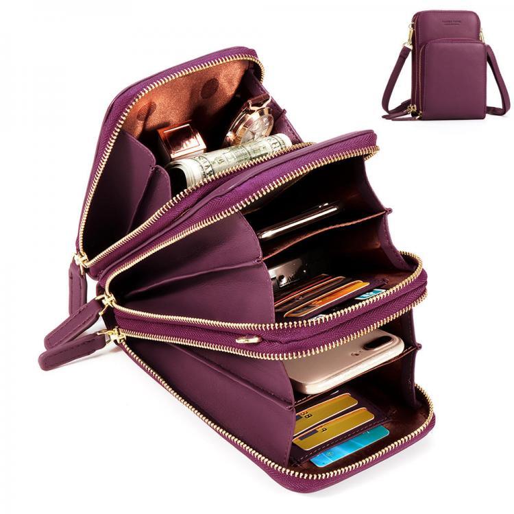 shopping תיקי נשים Women Solid Faux leather Muti-Pocket Clutches Bag Card Bag Phone Bag Crossbody Bag Large capacity