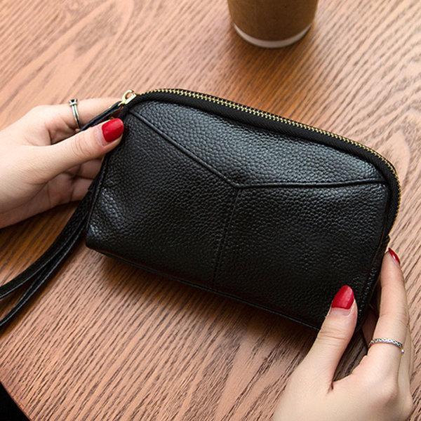 shopping תיקי נשים Women Genuine Cowhide 6.3 Inches Phone Clutch Wallet Keys Card Coin Holder 5 Colors