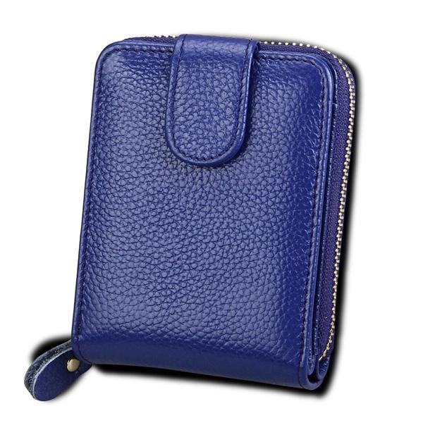 shopping תיקי נשים Men And Women Trifold Genuine Leather Wallet Purse Casual Card Holder Coin Bag