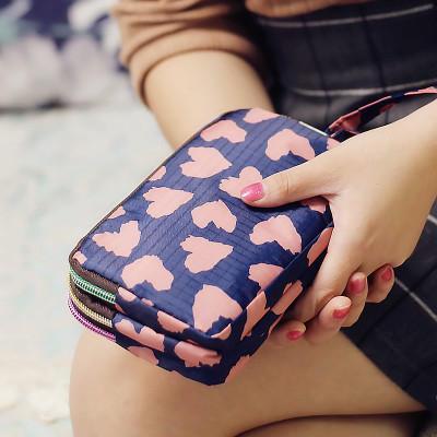 shopping תיקי נשים Waterproof Nylon Patchwork Three Zipper 5.5 inches Phone Bag Flower Bag Clutch Bag Ladies' Purse