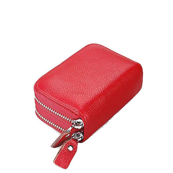 shopping תיקי נשים Women Men RFID Antimagnetic Genuine Leather Zipper Card Holder Purse Wallet