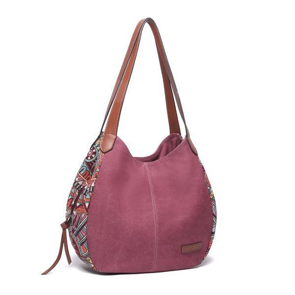 shopping תיקי נשים 3 Main Bags Brenice Bohemia Large Capacity Canvas Floral Handbag Shoulder Bag For Women