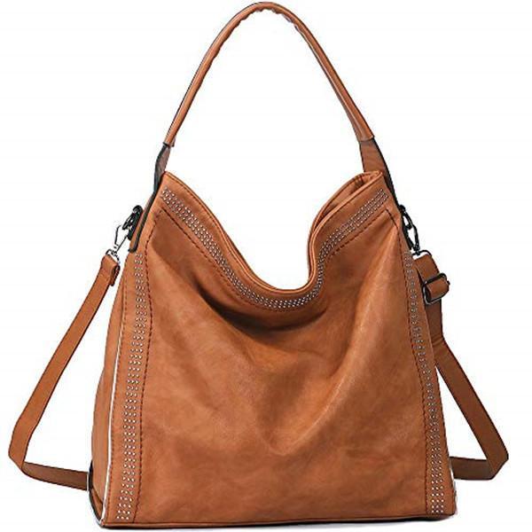shopping תיקי נשים Brenice Rivet Decoration Handbag Women Large Capacity Women PU Leather Shoulder Crossbody Bag
