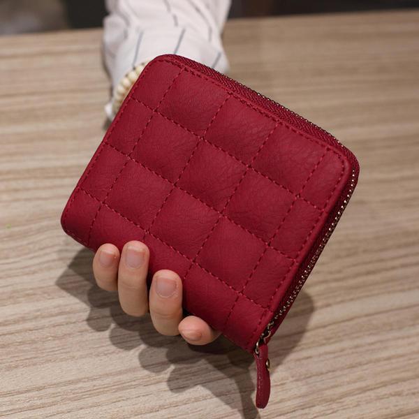 shopping תיקי נשים Women Quilted Zipper Short Wallet Girls Cute Mini Purse Card Holder Coin Bags