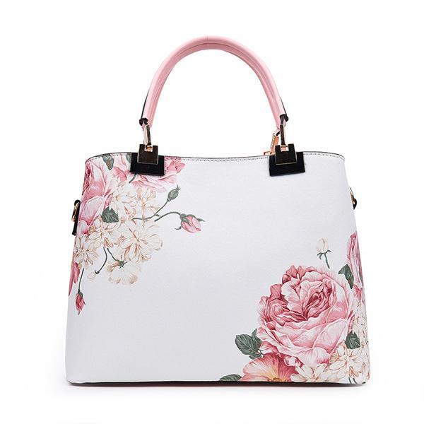 shopping תיקי נשים Women Floral PU Leather Capacity Tote Elegant Shoulder Bag Vintage Crossbody Bags