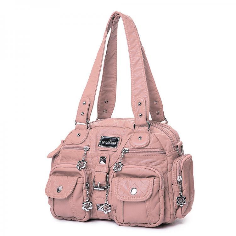 shopping תיקי נשים Angel Kiss Women Soft Leather Multi-Pocket Motorcycle Bag Shoulder Bag Crossbody Bag Handbag
