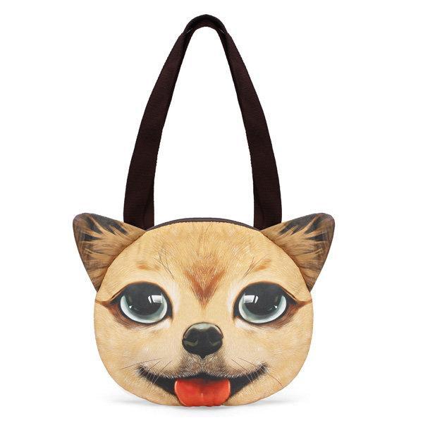 shopping תיקי נשים Women 3D Dog Cat Pussy Face Purse Cute Shopping Tote Shoulder Bag