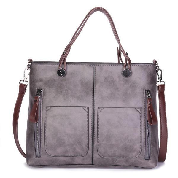 shopping תיקי נשים Women Retro Solid Tote Bag Dating Soft Leather Large Capacity Handbag Crossbody Bag