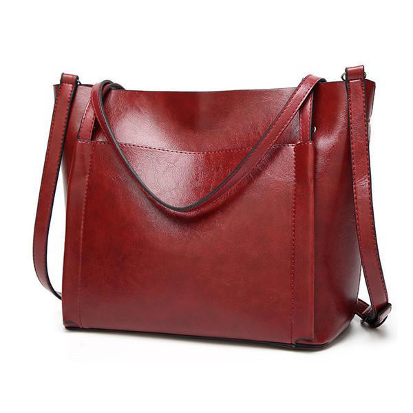 shopping תיקי נשים Women Oil Leather Tote Handbags Vintage Shoulder Bags Capacity Crossbody Bags