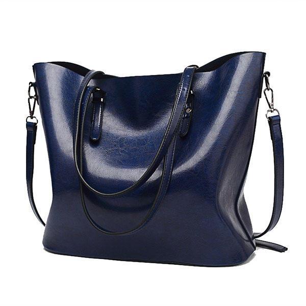 shopping תיקי נשים Women Oil Leather Tote Handbag Vintage Shoulder Bag Capacity Big Shopping Tote Crossbody Bag
