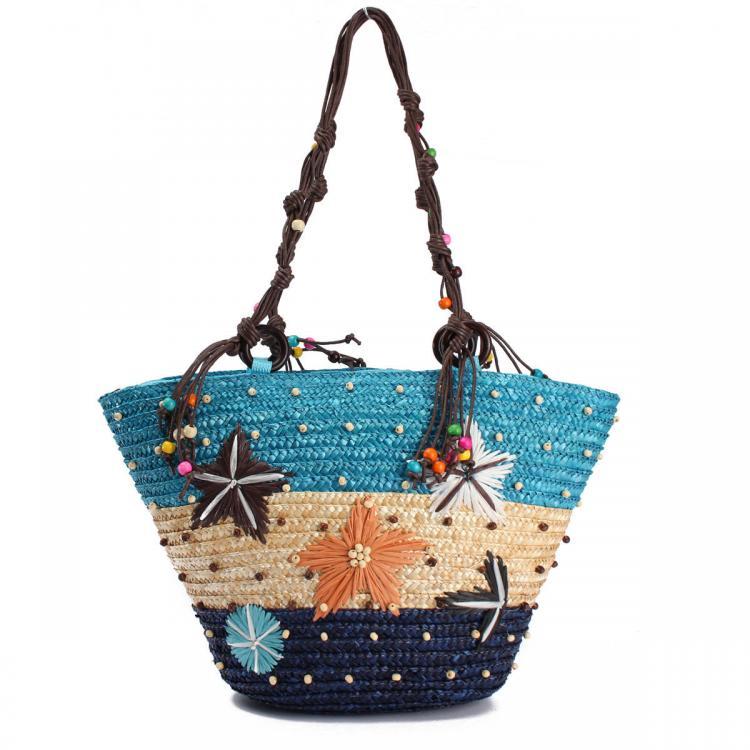 shopping תיקי נשים Summer Beach Coral Cane Straw Handmade Knitted Cute Shoulder Bag Handbag Tote