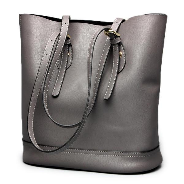 shopping תיקי נשים Ekphero Women Genuine Leather Handbag High End Tote Bag Bucket Bag